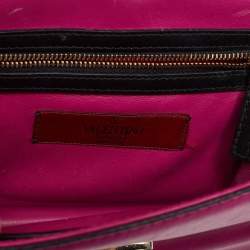 Pre Owned Valentino Pink Leather Small Rockstud Glam Lock Flap Bag