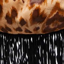 Pre Owned Valentino Brown/Black Calfhair and Suede Fringe Hobo