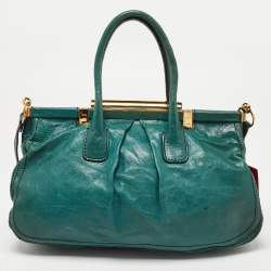 Pre Owned Valentino Green Leather Frame Satchel