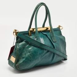 Pre Owned Valentino Green Leather Frame Satchel