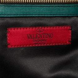 Valentino Green Leather Frame Satchel