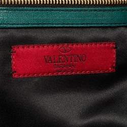 Pre Owned Valentino Green Leather Frame Satchel
