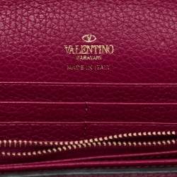 Valentino Pink Leather Rockstud Envelope Wallet on Chain