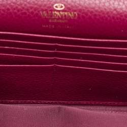 Valentino Pink Leather Rockstud Envelope Wallet on Chain