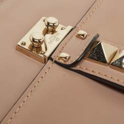 Pre Owned Valentino Old Rose Leather Medium Rockstud Glam Lock Flap Bag
