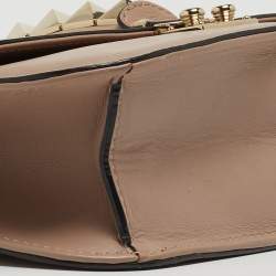 Pre Owned Valentino Old Rose Leather Medium Rockstud Glam Lock Flap Bag