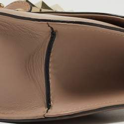 Pre Owned Valentino Old Rose Leather Medium Rockstud Glam Lock Flap Bag