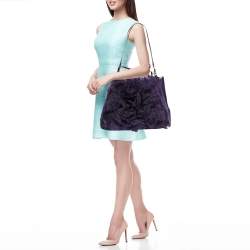 Pre Owned Valentino Purple Mesh and Patent Leather Petale Rose Shopper Tote