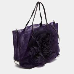 Pre Owned Valentino Purple Mesh and Patent Leather Petale Rose Shopper Tote