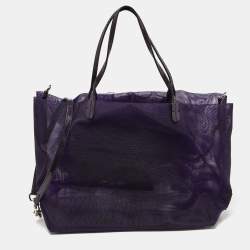 Pre Owned Valentino Purple Mesh and Patent Leather Petale Rose Shopper Tote