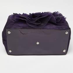 Pre Owned Valentino Purple Mesh and Patent Leather Petale Rose Shopper Tote