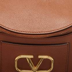 Pre Owned Valentino Brown Leather VLogo Chain Belt Bag