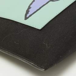 Pre Owned Valentino x Undercover Black Canvas and Leather UFO Slim Pouch