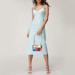 Valentino Multicolor Printed Leather Rockstud Top Handle Bag