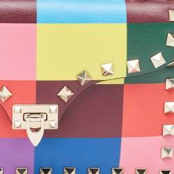 Valentino Multicolor Printed Leather Rockstud Top Handle Bag