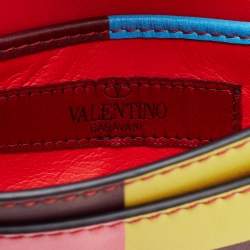 Valentino Multicolor Printed Leather Rockstud Top Handle Bag