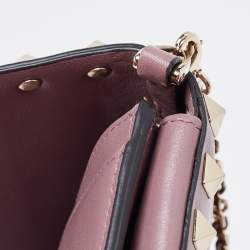 Pre Owned Valentino Purple Leather Rockstud Flap Chain Clutch