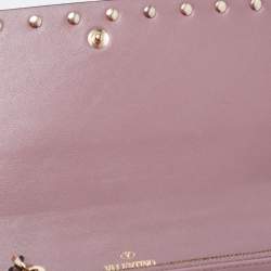 Pre Owned Valentino Purple Leather Rockstud Flap Chain Clutch