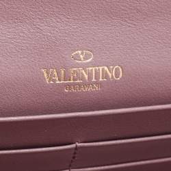 Pre Owned Valentino Purple Leather Rockstud Flap Chain Clutch