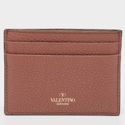 Pre Owned Valentino Brown Leather Rockstud Card Holder