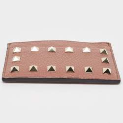Pre Owned Valentino Brown Leather Rockstud Card Holder
