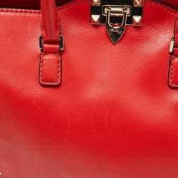 Pre Owned Valentino Red Leather Rockstud Trapeze Tote