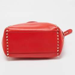 Pre Owned Valentino Red Leather Rockstud Trapeze Tote