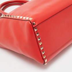 Pre Owned Valentino Red Leather Rockstud Trapeze Tote