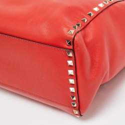 Pre Owned Valentino Red Leather Rockstud Trapeze Tote