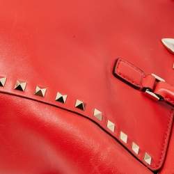 Pre Owned Valentino Red Leather Rockstud Trapeze Tote