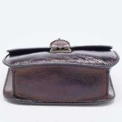 Pre Owned Valentino Black Leather Small Rockstud Glam Lock Flap Bag