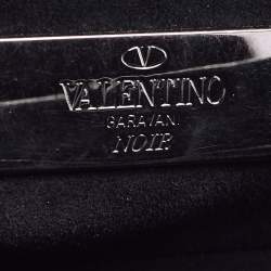 Pre Owned Valentino Black Leather Small Rockstud Glam Lock Flap Bag