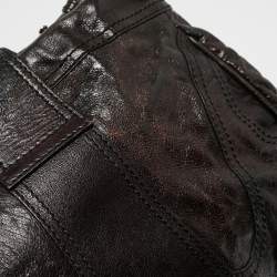 Pre Owned Valentino Black Leather Crystals Embellished Catch Hobo