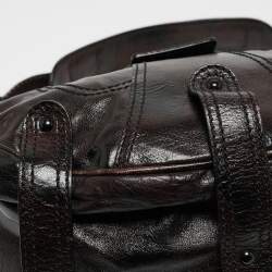 Pre Owned Valentino Black Leather Crystals Embellished Catch Hobo
