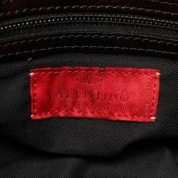 Pre Owned Valentino Black Leather Crystals Embellished Catch Hobo