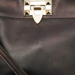 Pre Owned Valentino Black Leather Wristlet Clutch