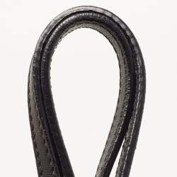 Pre Owned Valentino Black Leather Crystal Embellished Floral Applique Tote