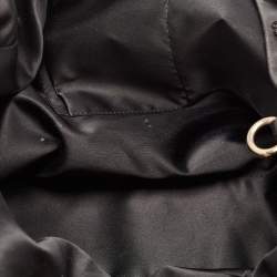 Pre Owned Valentino Black Leather Crystal Embellished Floral Applique Tote