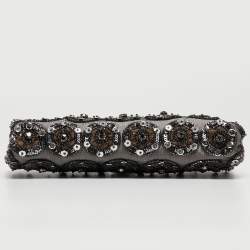 Pre Owned Valentino Black Mesh Embellished Frame Chain Clutch