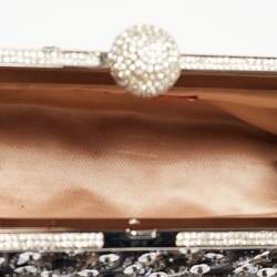 Pre Owned Valentino Black Mesh Embellished Frame Chain Clutch