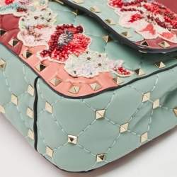 Pre Owned Valentino Multicolor Quilted Leather Small Rockstud Spike Chain Shoulder Bag