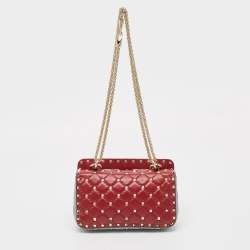 Pre Owned Valentino Multicolor Quilted Leather Small Rockstud Spike Chain Shoulder Bag