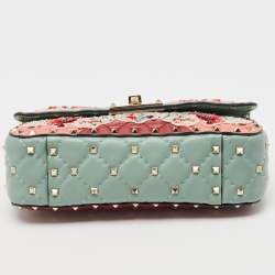 Pre Owned Valentino Multicolor Quilted Leather Small Rockstud Spike Chain Shoulder Bag