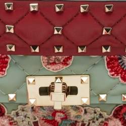 Pre Owned Valentino Multicolor Quilted Leather Small Rockstud Spike Chain Shoulder Bag