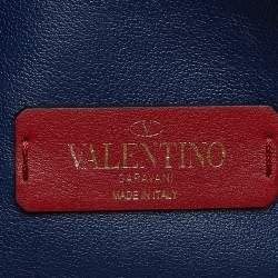 Pre Owned Valentino Multicolor Chevron Leather and Canvas Rockstud Crossbody Bag