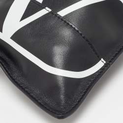Pre Owned Valentino Black Leather VLogo Drawstring Pouch Bag