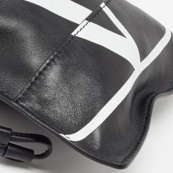 Pre Owned Valentino Black Leather VLogo Drawstring Pouch Bag