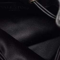 Pre Owned Valentino Black Leather VLogo Drawstring Pouch Bag