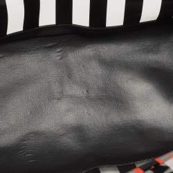 Pre Owned Valentino Black/Clear PVC and Patent Leather Striped Tote