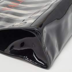 Pre Owned Valentino Black/Clear PVC and Patent Leather Striped Tote